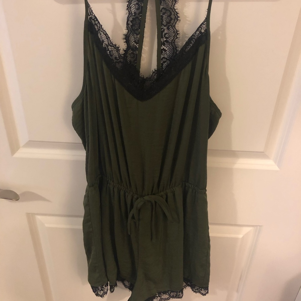 Lace and silk romper